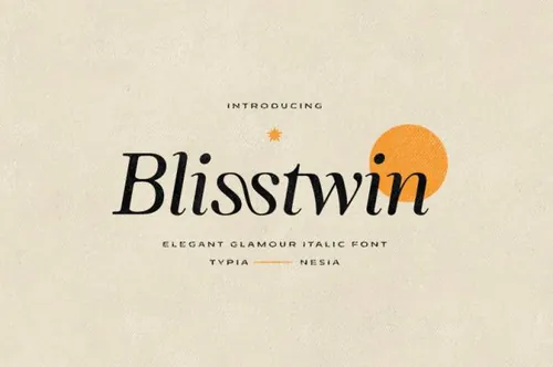 时尚魅力女性品牌化妆品杂志英文衬线字体 Blisstwin - Elegant Glamour Italic Serif