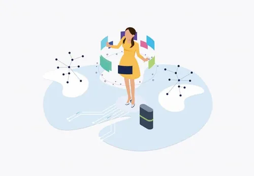 区块链概念等距插图素描插画矢量设计素材Blockchain Platform Isometric 01