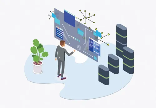 区块链概念等距插图素描插画矢量设计素材Blockchain Platform Isometric 02