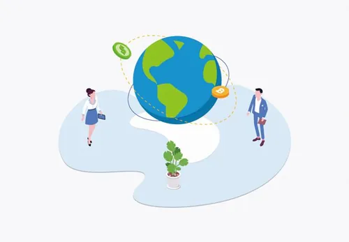 区块链概念等距插图素描插画矢量设计素材Blockchain Platform Isometric 05