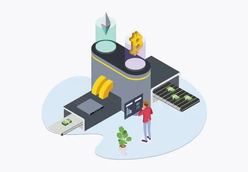 区块链概念等距插图素描插画矢量设计素材Blockchain Platform Isometric 06