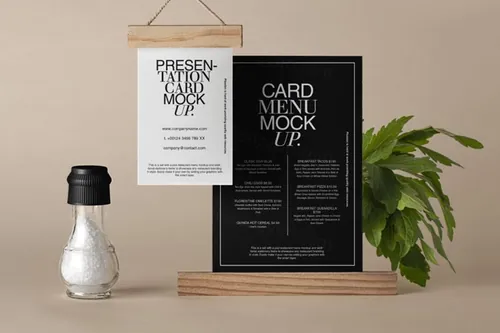 优雅的餐厅psd菜单样机 Restaurant Psd Menu Mockup Set