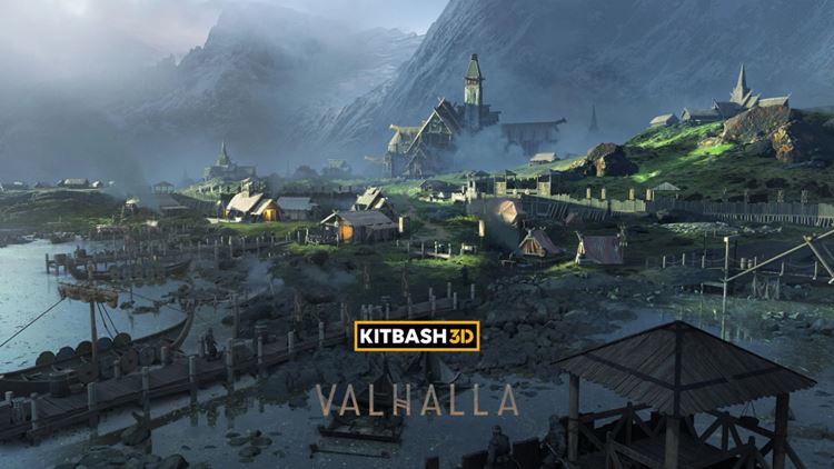 中世纪荣耀维京王国小镇部落小屋宴会厅圣殿建筑3D模型素材 K