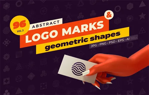经典品牌设计抽象概念几何形状LOGO标志设计模板 96 Logo marks / Geometric shapes