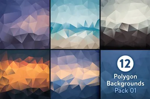 几何形状设计背景12 Polygon Backgrounds - Pack 01