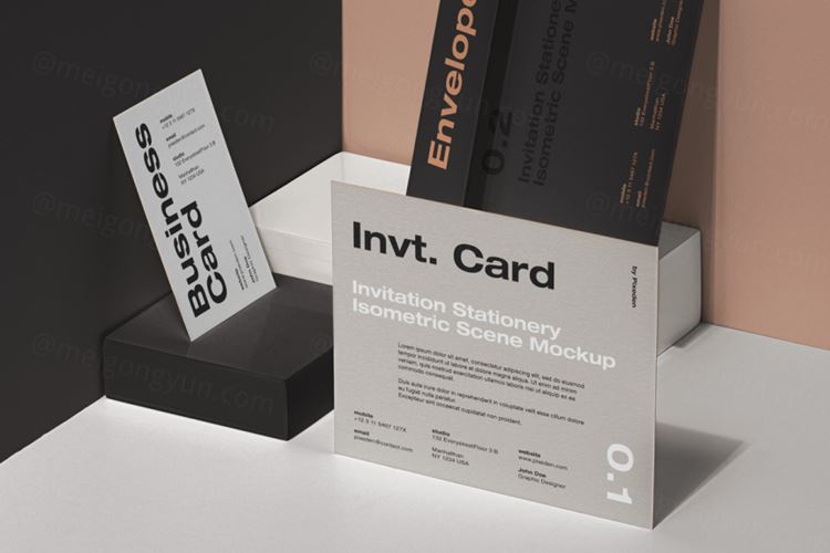 邀请函信封卡片品牌设计提案样机模板 Invitation S