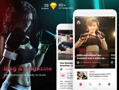 干净现代新闻博客杂志评论移动应用程序UI工具包MB Mobile Design