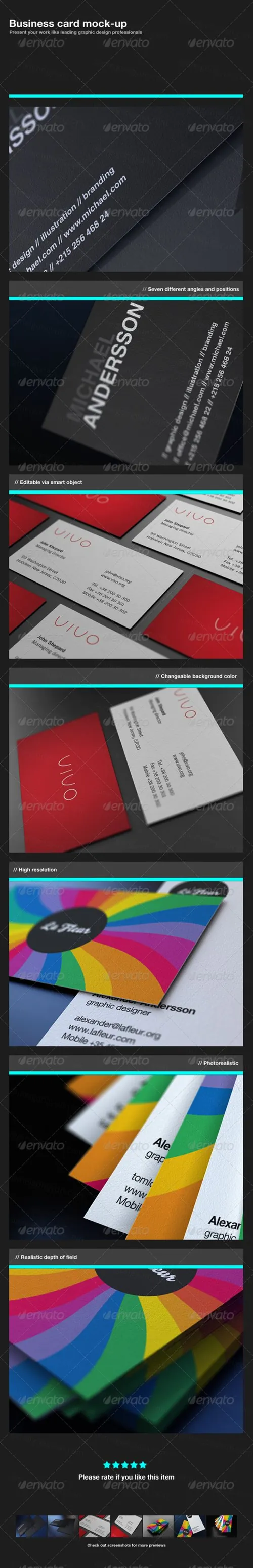 10个高品质的高端名片样机展示模型Business Card Mock-Up