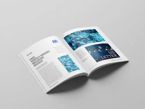 画册手册设计提案样机PSD模板 US letter perfect binding brochure mockup