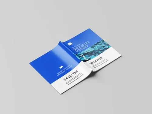 画册手册设计提案样机PSD模板 US letter perfect binding brochure mockup
