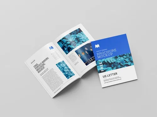 画册手册设计提案样机PSD模板 US letter perfect binding brochure mockup