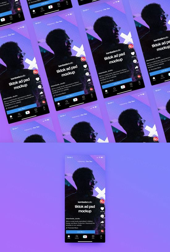 抖音海外版广告设计展示模板 TikTok Ad Mockup (Free PSD file)