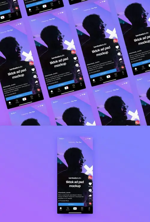 抖音海外版广告设计展示模板 TikTok Ad Mockup (Free PSD file