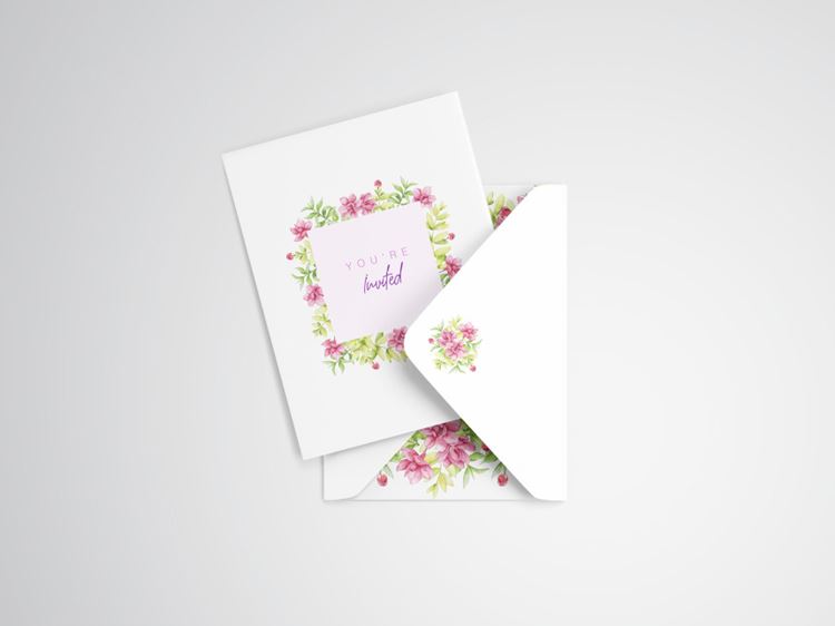 邀请卡信封外观设计样机模板 Invitation Card Mockup