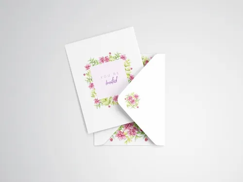 邀请卡信封外观设计样机模板 Invitation Card Mockup