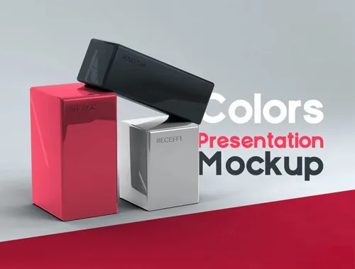 立体彩色魔方一键调色配色样机PSD模板 Color Presentation Kit