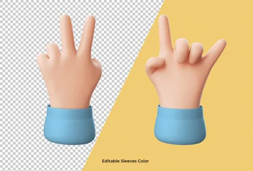 3D卡通三维立体手势设计装饰素材 Cartoon hand pointing gesture icon isolated