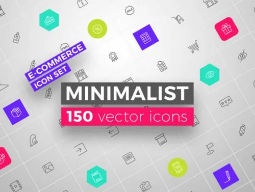 150个高品质电子商务购物相关矢量图标集MINIMALIST Ecommerce