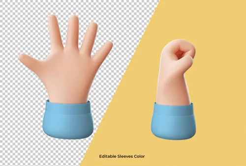 3D卡通三维立体手势设计装饰素材 Cartoon hand pointing gesture icon isolated