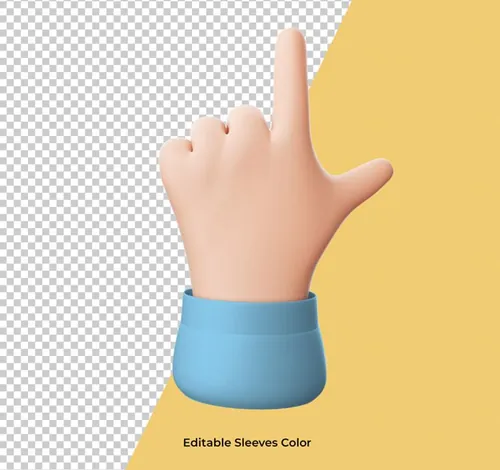 3D卡通三维立体手势设计装饰素材 Cartoon hand pointing gesture icon isolated