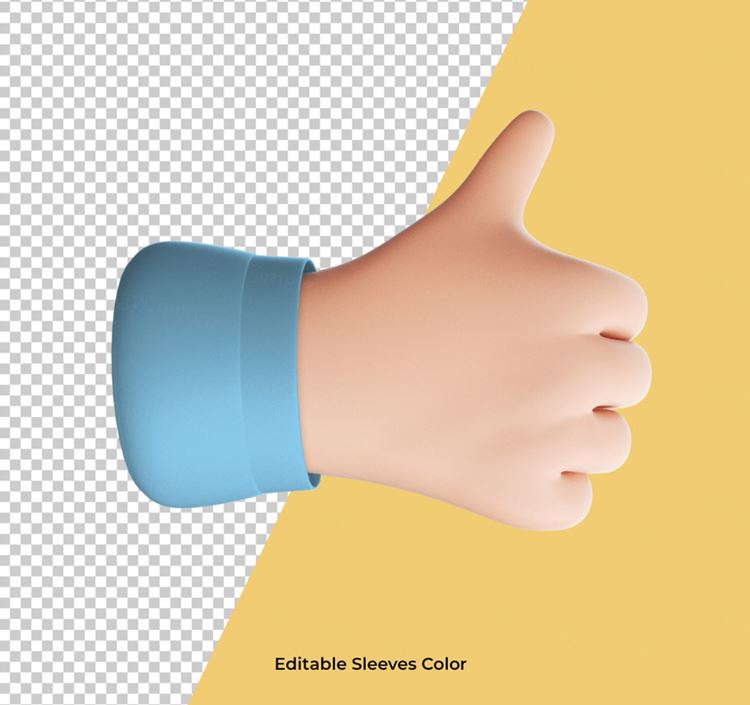 3D卡通三维立体手势设计装饰素材 Cartoon hand pointing gesture icon isolated