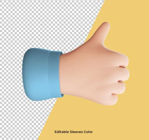 3D卡通三维立体手势设计装饰素材 Cartoon hand pointing gesture icon isolated