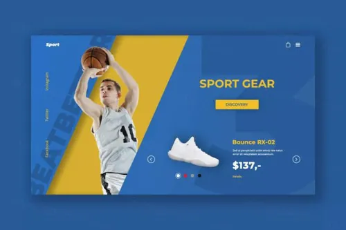 体育品牌官网产品展示界面设计PSD模板 Sport Gear Hero