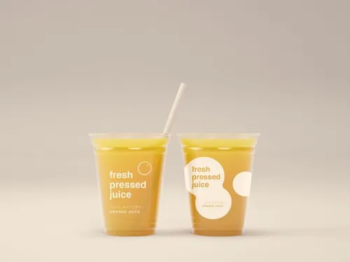 一次性果汁杯外观设计效果图样机PSD模板 Juice Cups Mockup PSD