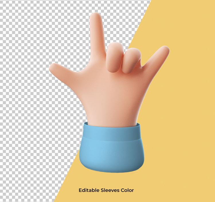 3D卡通三维立体手势设计装饰素材 Cartoon hand pointing gesture icon isolated