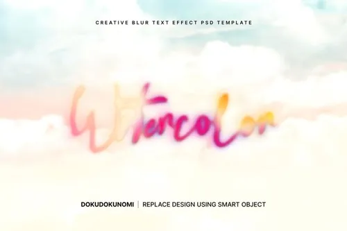 潮流创意模糊迷幻蒸汽波字体特效PSD模板 Creative