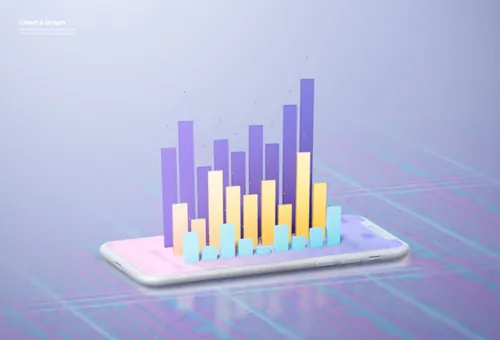 三维渲染创意柱形图条形图数据图表PSD合成海报模板