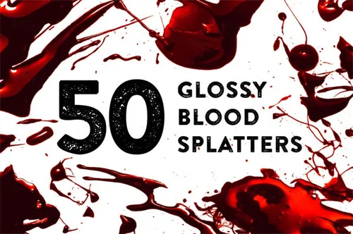 50个逼真光泽血液飞溅效果PS笔刷50-glossy-blood-sp