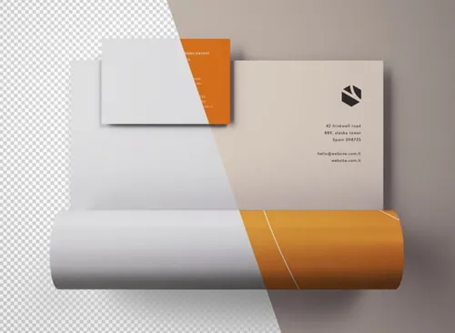 简约风信笺和名片样机 Letterhead and Business Card Mockup