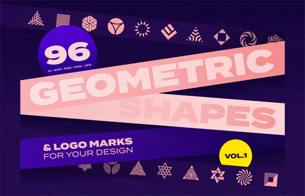 经典品牌设计抽象概念几何形状LOGO标志设计模板 Geometric shapes / Logo marks