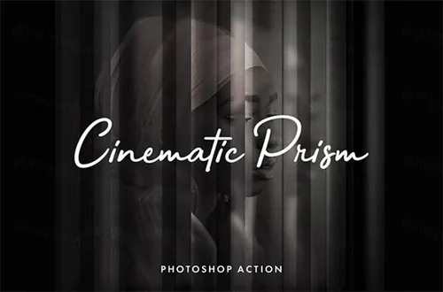 电影奥斯卡封面设计级菱形特效PS动作 Cinematic Prism