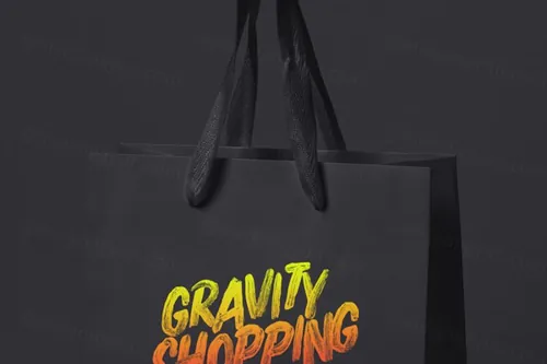 漂浮的包装纸袋样机 Psd Gravity Shopping Bag Mockup 2