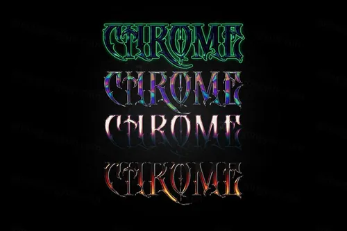 复古镀铬金属立体字文本样式PSD模板 4 CHROME TY