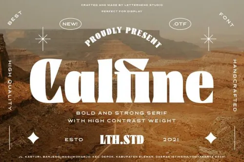 厚重复古感粗体杂志标题排版英文衬线字体 Calfine - Bold Serif