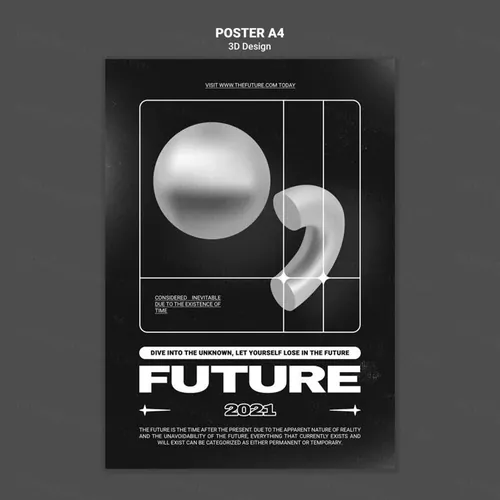 潮流未来派3D几何图形元素抽象海报设计模板 Future 3