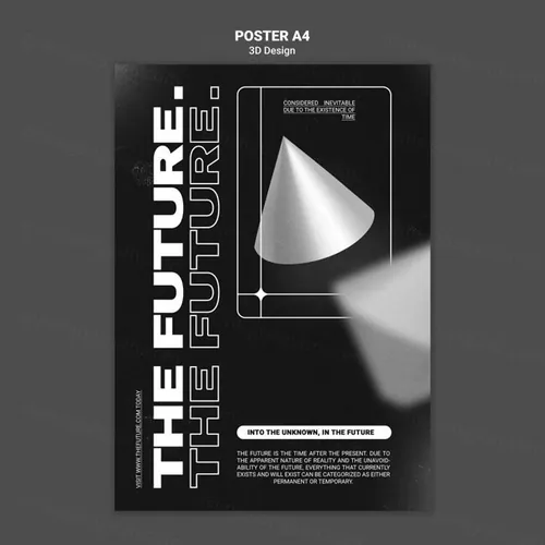 潮流未来派3D几何图形元素抽象海报设计模板 Future 3d design template