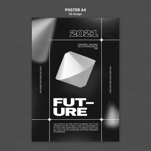 潮流未来派3D几何图形元素抽象海报设计模板 Future 3d design template