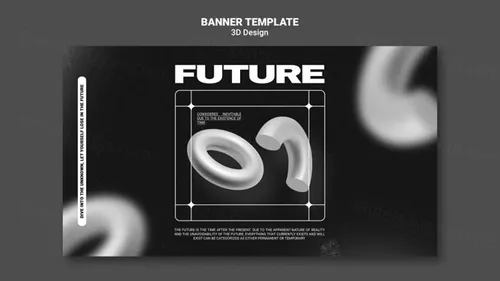 潮流未来派3D几何图形元素抽象海报设计模板 Future 3d design template
