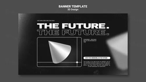潮流未来派3D几何图形元素抽象海报设计模板 Future 3d design template