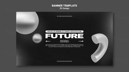 潮流未来派3D几何图形元素抽象海报设计模板 Future 3d design template