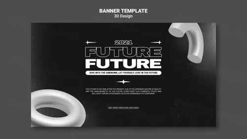 潮流未来派3D几何图形元素抽象海报设计模板 Future 3d design template