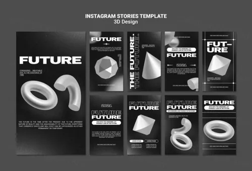 潮流未来派3D几何图形元素抽象海报设计模板 Future 3d design template