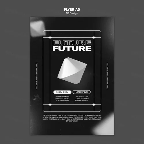 潮流未来派3D几何图形元素抽象海报设计模板 Future 3