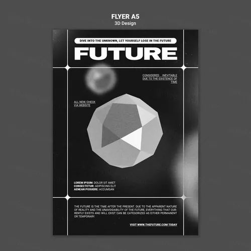 潮流未来派3D几何图形元素抽象海报设计模板 Future 3