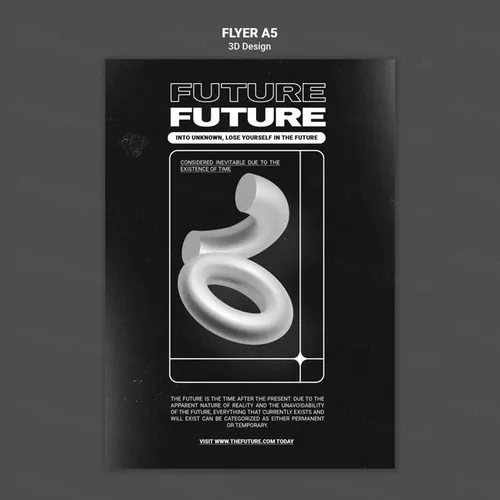 潮流未来派3D几何图形元素抽象海报设计模板 Future 3