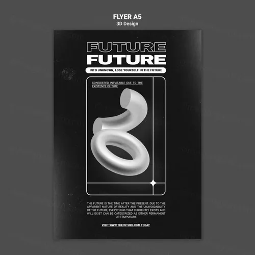 潮流未来派3D几何图形元素抽象海报设计模板 Future 3d design template